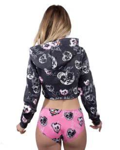 Scummy Bears BONDAGE BEARS (GOTH AF) - CROP HOODIE (BLACK) CLOTHES AND STUFF