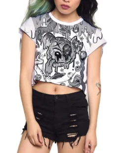 CLOTHES AND STUFF LIQUID STRANGER X SCUMMY BEARS - WEIRD & WONDERFUL (NIGHT) - CROP TEE