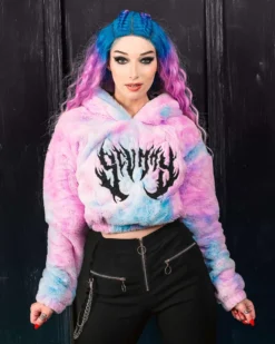 Scummy Bears OISHI - BEAR METAL - FUZZY THINGZZ CROP HOODIE (BLUNICORN)