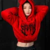 Scummy Bears OISHI - BEAR METAL - FUZZY THINGZZ CROP HOODIE (RED) CLOTHES AND STUFF