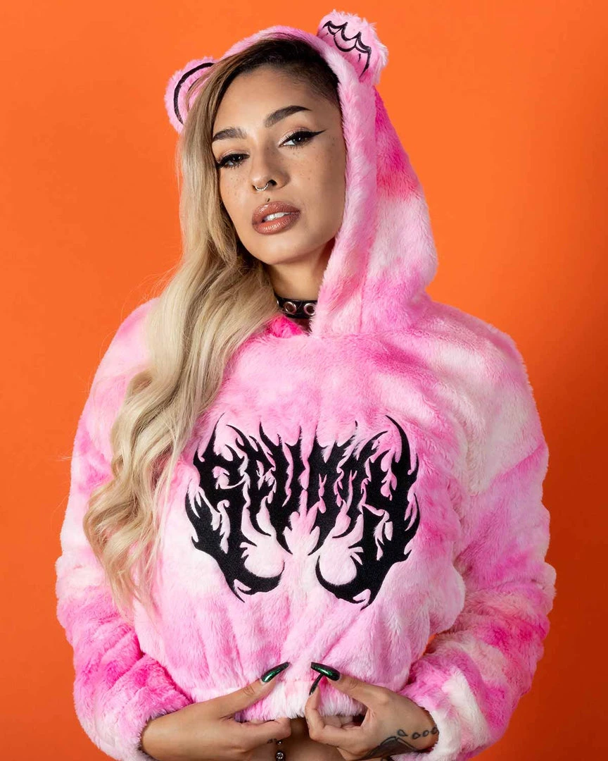 Scummy Bears OISHI - BEAR METAL - FUZZY THINGZZ CROP HOODIE (STRAWBERRY SHERBET) 6 Scummy Bears OISHI - BEAR METAL - FUZZY THINGZZ CROP HOODIE (STRAWBERRY SHERBET)