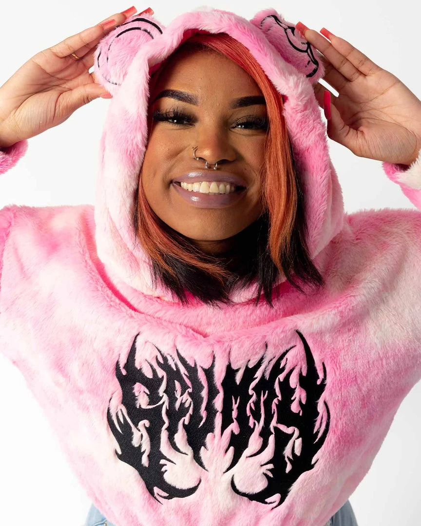 Scummy Bears OISHI - BEAR METAL - FUZZY THINGZZ CROP HOODIE (STRAWBERRY SHERBET) 7 Scummy Bears OISHI - BEAR METAL - FUZZY THINGZZ CROP HOODIE (STRAWBERRY SHERBET)