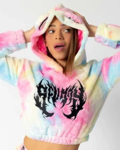 Scummy Bears OISHI - BEAR METAL - FUZZY THINGZZ CROP HOODIE (UNICORN)